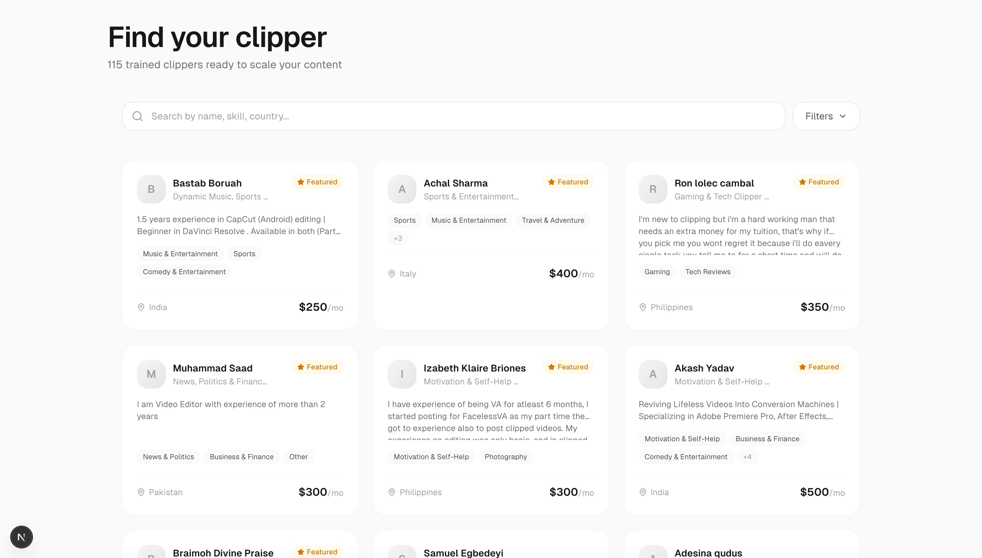 ClippersDB marketplace